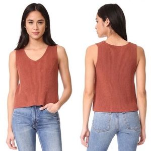 Vince Rust Brick Terracotta Sweater Tank Vest Ribbed Crop